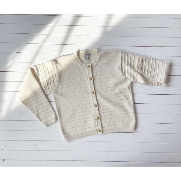 Jos. A. Bank Sweaters - cream wool sweater 90s vintage Jos. A. Bank minimalist white lambswool cardigan